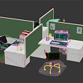 Modern Office Furniture Design With Green Partitions White Desks And Black Ergonomic Chairs