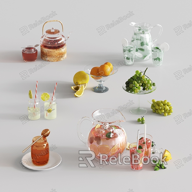 Modern Juice Drink Drink Fruit Orange Grape Honey model