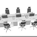 Modern Office Desk Workstation Setup With Ergonomic Chairs Computers And Keyboard 3d model