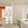 Modern Elegant SPA Sauna Interior Design With White Furniture Robe Mirror And Plant