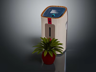 Modern Oxygen Concentrator With Green Potted Plant In Indoor Environment 3d model