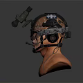 Tactical Helmet Equipped Mannequin Head With Goggles Headphones Microphone and Camera