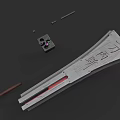 3D Model of Modern Weapon With Metallic Blade Engraved Patterns And Components 3d model