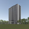 Modern High Rise Residential Building With Glass Facade Balconies And Surrounding Greenery