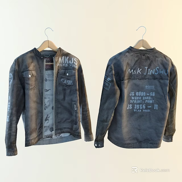 Black Jacket Front With ANK US CADE Text Back With MARK TINSHUI JS 1985 II 3d model 