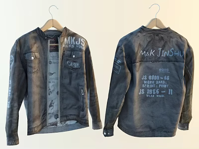 Black Jacket Front With ANK US CADE Text Back With MARK TINSHUI JS 1985 II 3d model
