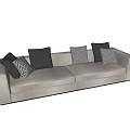 Modern Two Seater Sofa with Light Gray Fabric and Black Geometric Patterned Pillows 3d model