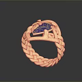 Elegant Gold Ring Featuring Purple Gemstone And Intricate Chain Link Band