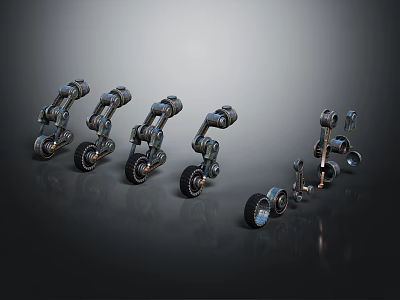 Multiple Heavy Duty Metal Hardware Tools With Movable Wheels And Durable Parts 3d model