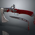Decorative Weapon With Intricate Patterns Red Grip Silver Metal Axe Structure Small Knife Red Tassels