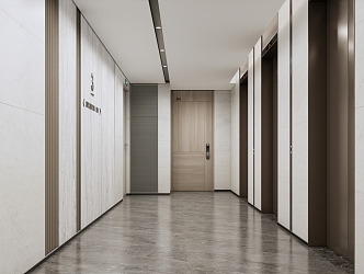 Modern Elevator Hall Hotel Standard Floor Elevator Hall 3d model