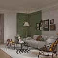 Modern Living and Dining Room Interior With Sofa Coffee Table TV Plants and Wooden Flooring
