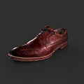 Brown Leather Brogue Shoes With Classic Design And Black Laces