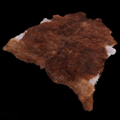 Soft Brown Fur Decorative Rug With Natural Color And Irregular Shape 3d model