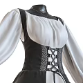 Elegant Black And White And Black Long Dresses With Corset Design And Long Sleeves