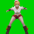 Game Movie Character With Orange Hair White Star Top Red Shorts Brown Boots Green Background