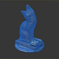 Cat Shaped Mosaic Sculpture Furniture Decor With Wooden Base And Blue Circular Stand