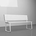 Modern White Outdoor Bench Featuring Slatted Seat And Back Design 3d model