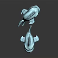 Blue Fish Monster Game Movie Character Design With Sharp Teeth Open Mouth Prominent Eyes
