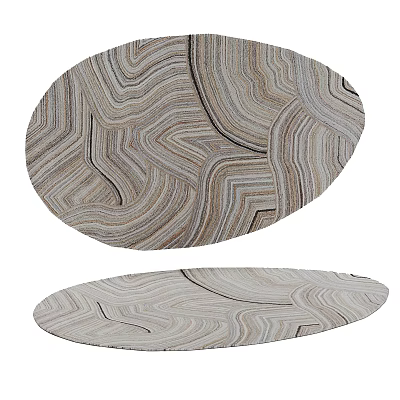 Oval Patterned Rugs With Unique Wave Design 3d model