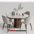 Nordic Casual Table and Chair Combination Round Dining Table and Chair 3d model
