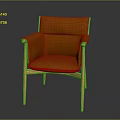 Modern Comfortable Orange Leisure Chair With Upholstered Seat And Wooden Frame
