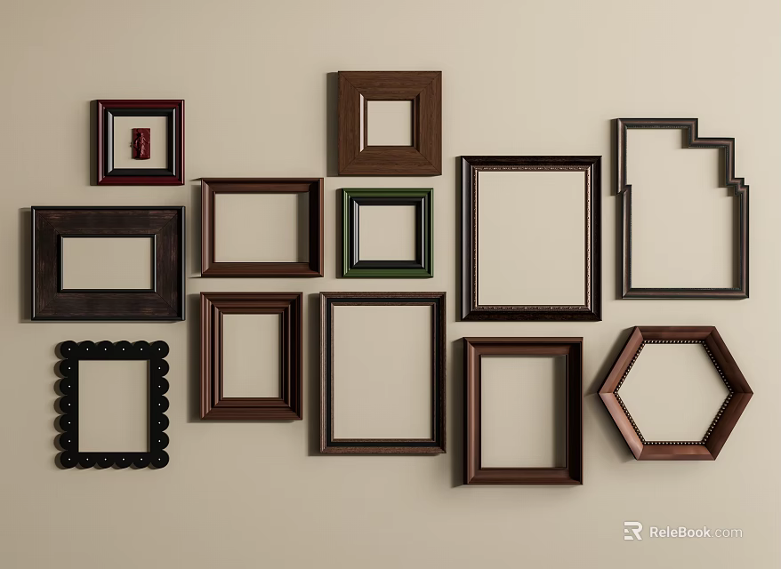 Decorative Picture Frames In Various Shapes And Designs For Wall 3d model 
