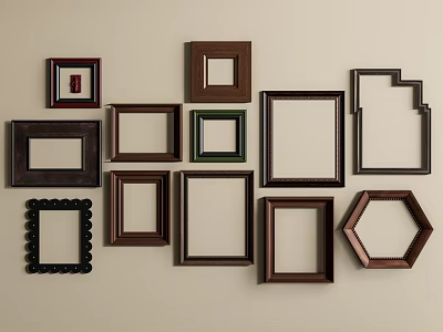 Decorative Picture Frames In Various Shapes And Designs For Wall 3d model
