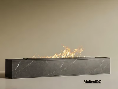 Modern Fireplace Interior Design With Sleek Marble Surface And Burning Flames 3d model