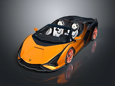 Orange Black Convertible Sports Car with Sleek Design and Red Alloy Wheels 3d model