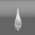 White Slim Neck Vase With Smooth Surface And Fresh Flowers On Grey Surface 3d model