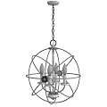 Hanging Industrial Spherical Chandelier With Metal Frame And Candle Lights