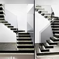 Modern Floating Staircase Design With Marble Steps Metal Frame And Ambient Lighting 3d model