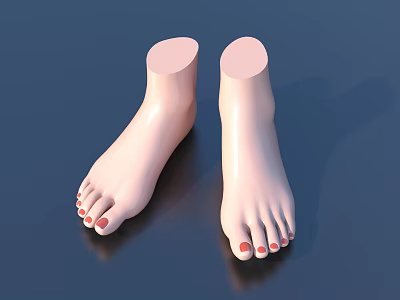 Woman's Beautiful Feet with Red Toenails on Dark Blue Background 3d model Woman's Beautiful Feet with Red Toenails on Dark Blue Background 3d model