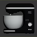 Modern Black and Silver Kitchen Mixer with Metal Bowl and Control Knob