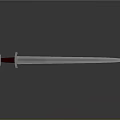 Polished Metallic Sword Featuring Sharp Long Blade And Ornate Handle