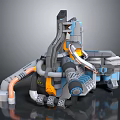 Futuristic Industrial Mechanical Equipment With Complex Pipes Mechanical Arm And Colorful Components