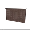 Elegant Dark Brown Wooden Wine Cabinet With Glass Doors And Spacious Display Shelves