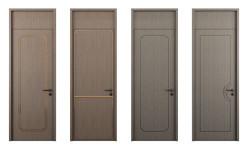 New Chinese Style Flat Door Single Door 3d model