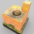 Red Brick Square Stove With Chimney Practical Design For Household Living Supplies