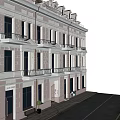 Detached Villa With Pink Exterior Red Brick Details Balcony Railings Potted Plant And Bench