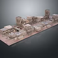 Architectural Model With Multiple Buildings Arranged Structures And Varying Heights 3d model