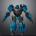 Blue And Black Robot With Glowing Blue Parts And Mechanical Structure