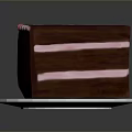Delicious Chocolate Cake With Three Layers Pink Cream And White Ring Decorations On White Plate