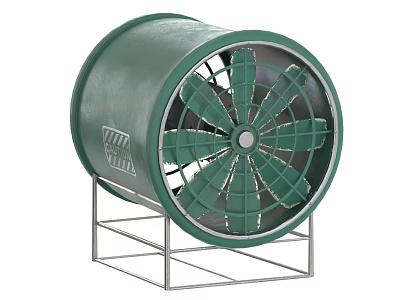 Efficient Green Air Cooler Fan with Circular Design and Metal Stand 3d model