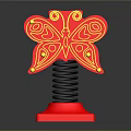 Red Butterfly Shaped Playground Equipment With Spring Base And Decorative Patterns