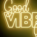 Yellow Neon Decorative Light Featuring Good Vibes Only Text For Indoor Ambiance Decoration