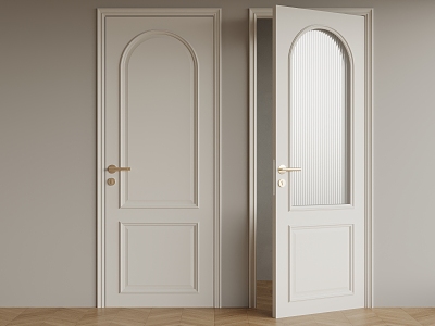 French cream style single door glass door 3d model