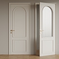 French cream style single door glass door 3d model