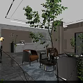 Modern Hotel Lobby Interior With Comfortable Sofa Coffee Table And Floor To Ceiling Windows 3d model